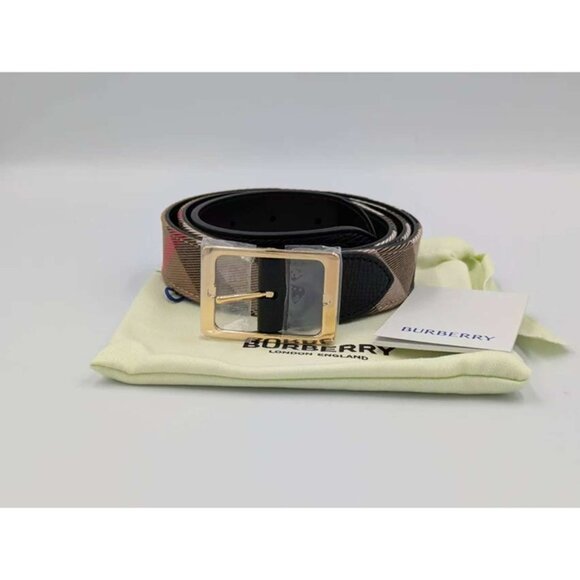 Burberry Reversible30 House Check Canvas Leather Belt Black 80cm 8114974 - Picture 9 of 9